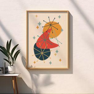 Retro-Mid-Century-Atomzeitalter-Abstrakt Poster