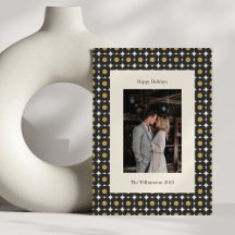 Retro Mid Century Bold Black Gold Floral Wedding