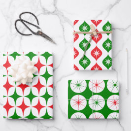 Retro Mid Century Christmas Starburst Holiday Geschenkpapier Set
