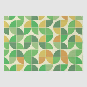 Retro-Mid-Century-Geometrisches Blumenmuster in Gr Seidenpapier