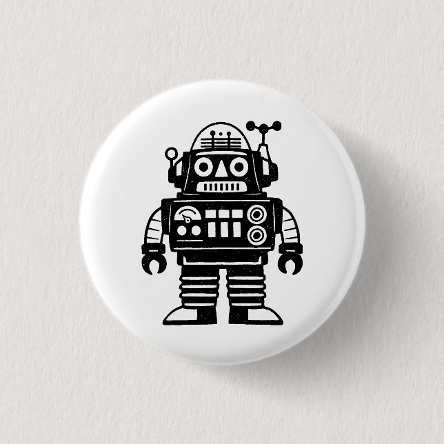 Retro Mid Century Inspired Robot Button (Vorderseite)