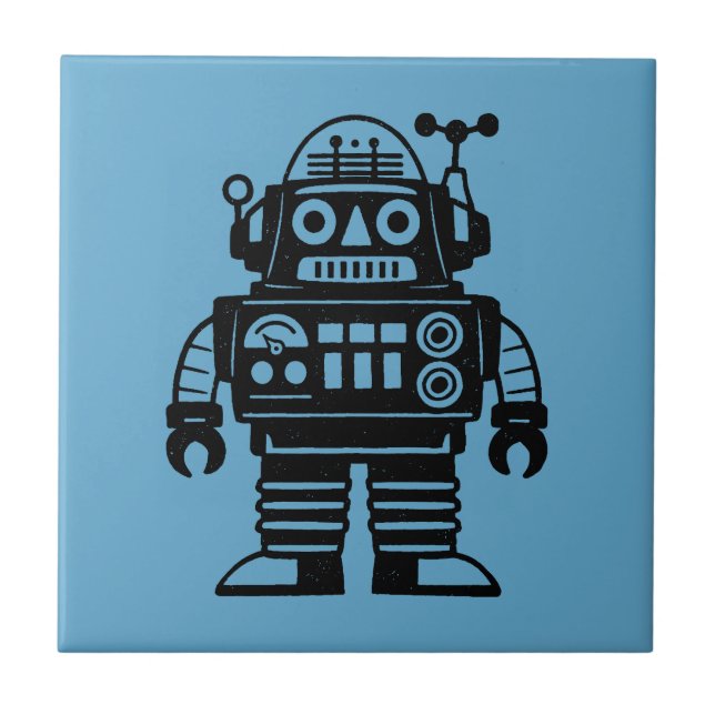 Retro-Mid-Century-inspirierter Roboter Fliese (Vorderseite)