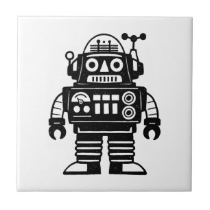 Retro-Mid-Century-inspirierter Roboter Fliese