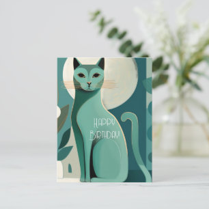 Retro-Mid-Century-Katzen-Geburtstagspostkarte Postkarte