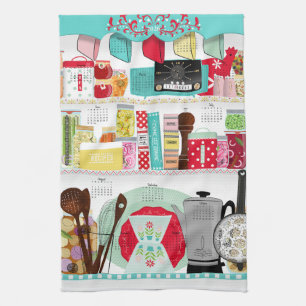 Retro Mid Century Kitchen 2026 Kalender Geschirrtuch