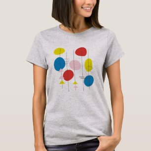 Retro Mid Century Mod Atomic Art Gelb und Blau T-Shirt