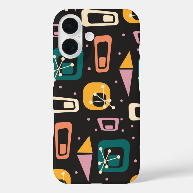 Retro Mid Century Mod Atomspace Age Black Case-Mate iPhone Hülle (Rückseite)