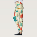 Retro Mid Century Mod Atomzeitalter Aquamarin Red Leggings<br><div class="desc">Retro Mid Century Mod Atomzeitalter Aquamarine rote Leggings</div>