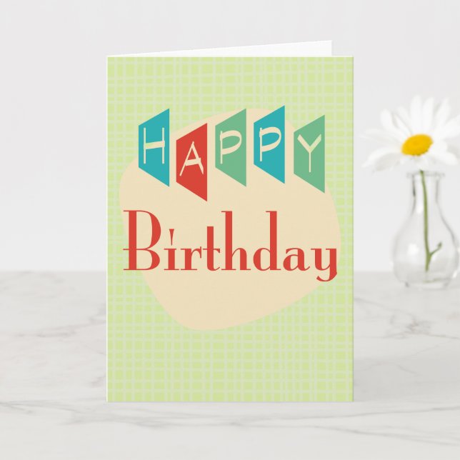 Retro Mid-Century Mod Birthday Card Karte (Kleine Pflanze)