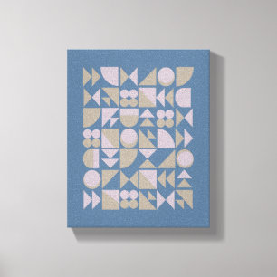 Retro Mid Century Mod geometrische Formen Blau Leinwanddruck