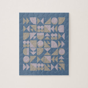 Retro Mid Century Mod geometrische Formen Blau Puzzle