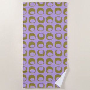 Retro Mid Century Mod Pattern Olive and Lavender Strandtuch