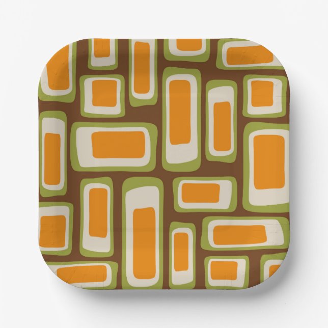 Retro-Mid-Century-Modern-Abstrakt Pappteller (Vorderseite)