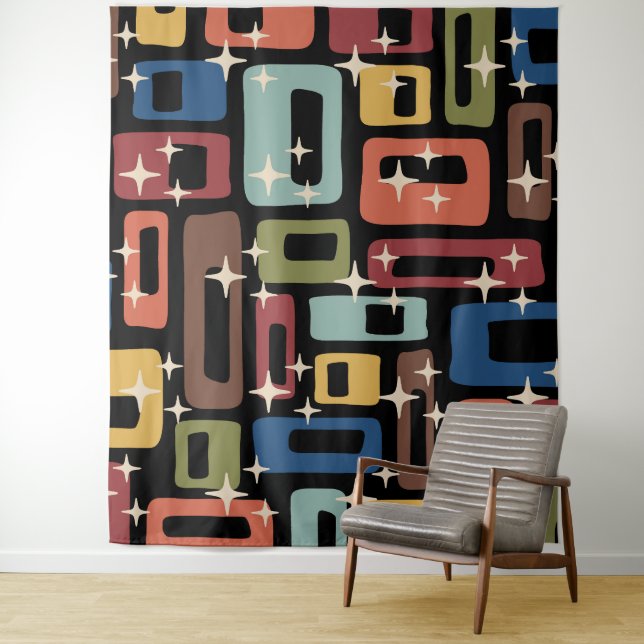 Retro-Mid-Century-Modern-Abstrakt Wandteppich (Beispiel)
