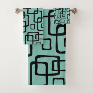 Retro-Mid-Century-Modern-Abstraktes Muster Badhandtuch Set