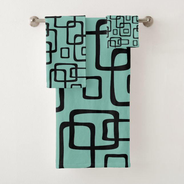 Retro-Mid-Century-Modern-Abstraktes Muster Badhandtuch Set (Insitu)