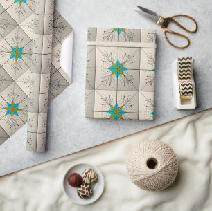 Retro-Mid-Century-Modern-Atomares-Geometrisches-Mu Geschenkpapier