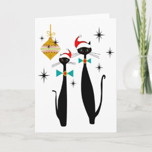 Retro Mid Century Modern Cool Cat Weihnachten Karte