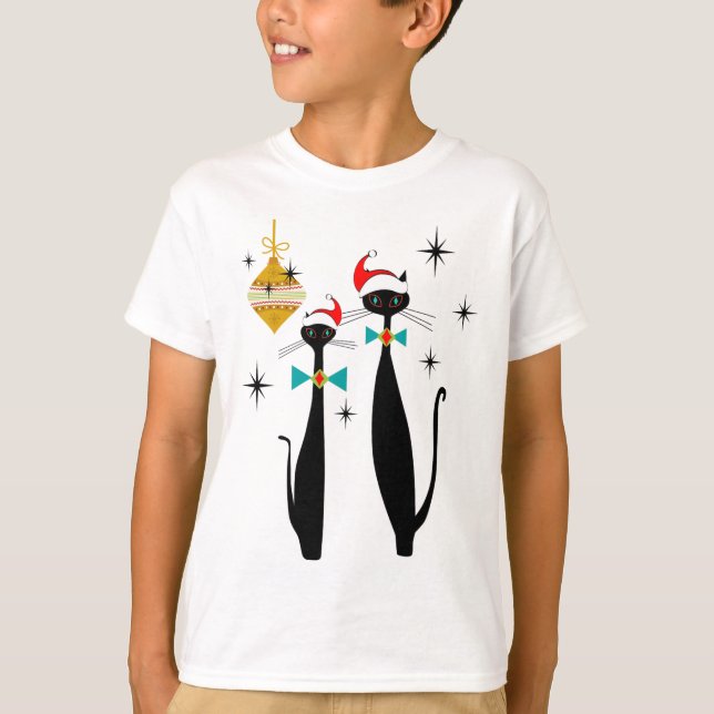 Retro-Mid-Century-Modern-Cool-Cat-Weihnachten  T-Shirt (Vorderseite)