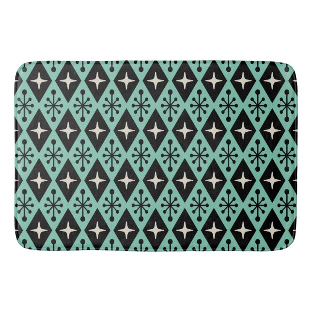 Retro-Mid-Century-Modern-Diamant-Sternenmuster Badematte (Vorderseite)