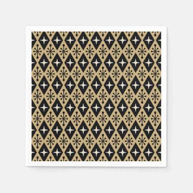 Retro-Mid-Century-Modern-Diamant-Sternenmuster Serviette (Vorderseite)