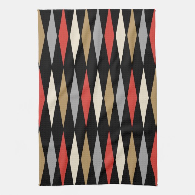 Retro-Mid-Century-Modern-Diamantmuster Geschirrtuch (Vertikal)