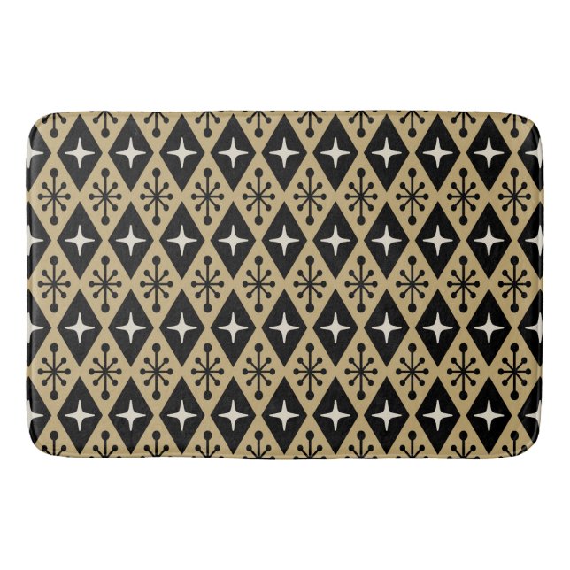 Retro Mid Century Modern Diamond Starburst Pattern Badematte (Vorderseite)
