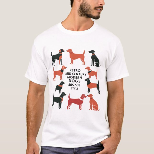 Retro Mid-Century Modern Dogs 50s 60s Style abstra T-Shirt (Vorderseite)