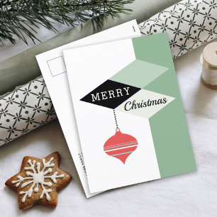Retro-Mid-Century-Modern-Frohe-Weihnachten Feiertagspostkarte