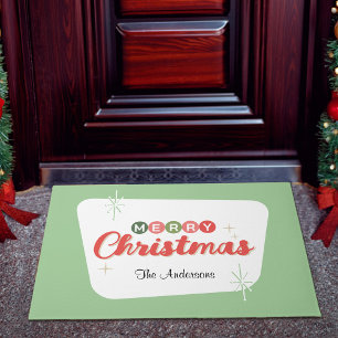 Retro Mid-Century Modern Frohe Weihnachten Fußmatte