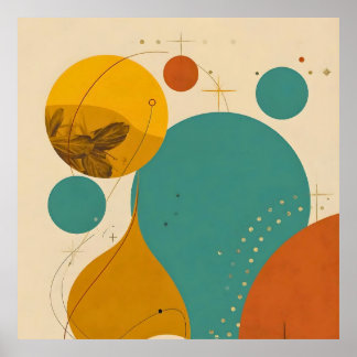 Retro Mid Century Modern Geometric Abstract Design Poster