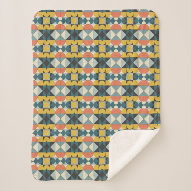 Retro Mid-Century Modern Geometric Pattern Sherpadecke (Vorderseite)
