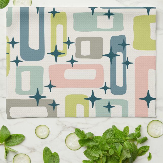 Retro Mid Century Modern Geschirrtuch (Gefaltet)