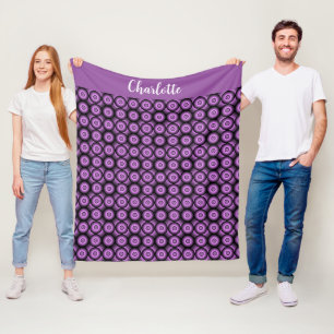 Retro-Mid-Century-Modern-Kreise Namens-Monogramm Fleecedecke