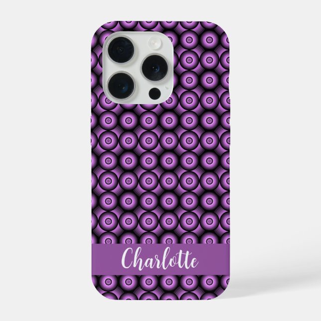 Retro-Mid-Century-Modern-Kreise Namens-Monogramm iPhone Hülle (Rückseite)