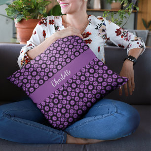 Retro-Mid-Century-Modern-Kreise Namens-Monogramm Kissen