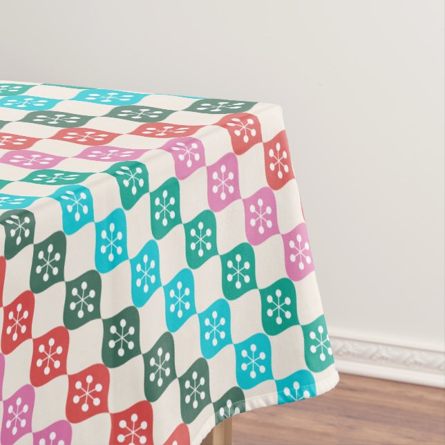 Retro-Mid-Century-Modern-Muster Farbige Weihnachte Tischdecke (Beispiel)