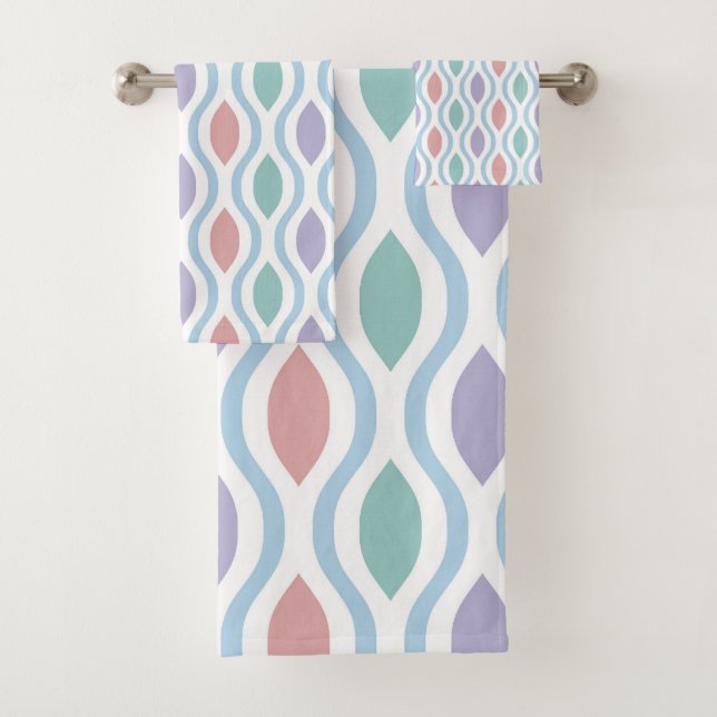 Retro-Mid-Century-Modern-Ogee-Muster Badhandtuch Set (Insitu)