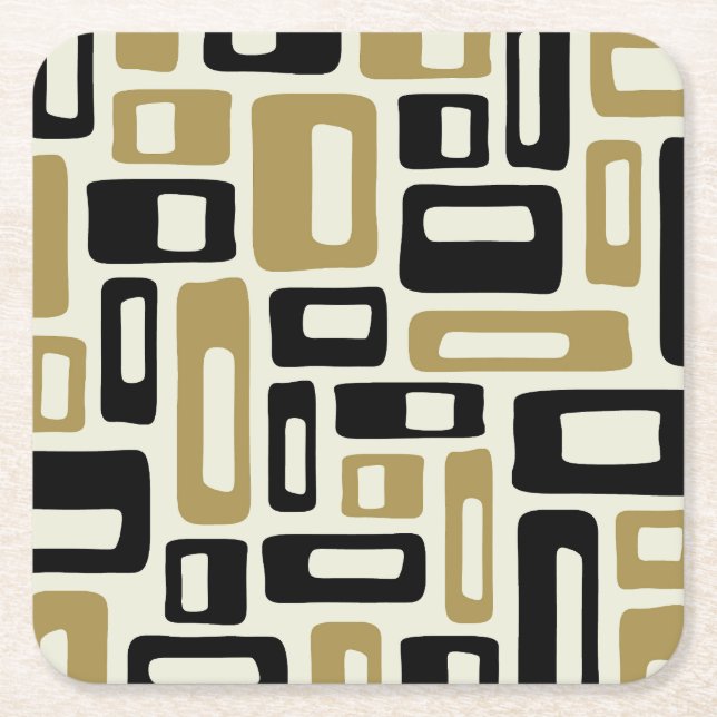 Retro Mid Century Modern Rechteckiger Pappuntersetzer (Vorderseite)