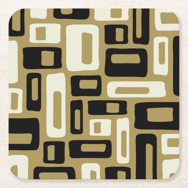 Retro Mid Century Modern Rechteckiger Pappuntersetzer (Vorderseite)