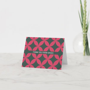 Retro-Mid-Century-Modern-Stil in Rosa und Grün Dankeskarte