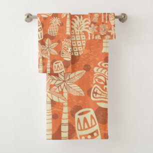 Retro Mid Century Modern Tiki-Muster Badhandtuch Set