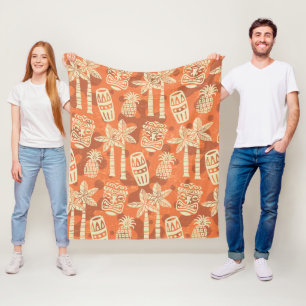 Retro-Mid-Century-Modern-Tiki-Muster Fleecedecke