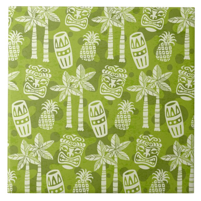 Retro-Mid-Century-Modern-Tiki-Muster Fliese (Vorderseite)