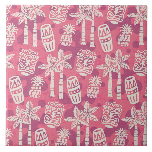 Retro-Mid-Century-Modern-Tiki-Muster Fliese (Vorderseite)
