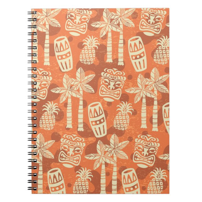 Retro Mid Century Modern Tiki-Muster Notizblock (Vorderseite)