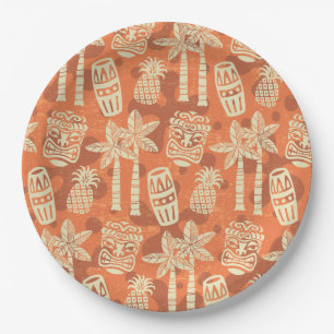 Retro-Mid-Century-Modern-Tiki-Muster Pappteller