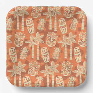 Retro-Mid-Century-Modern-Tiki-Muster Pappteller