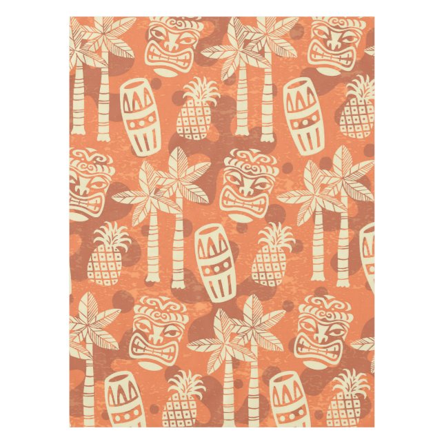 Retro Mid Century Modern Tiki-Muster Tischdecke (Vorderseite)