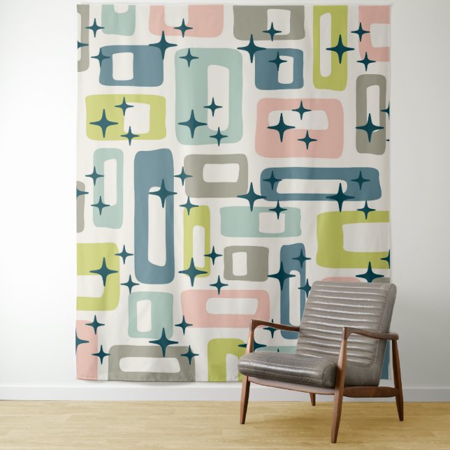 Retro Mid Century Moderne Klassische Spielkarten Wandteppich (Beispiel)